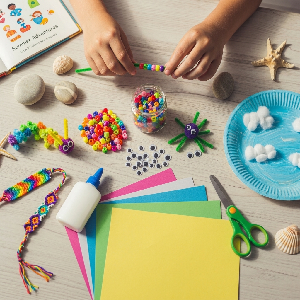 Basteln eines Papierfächers. Kinder