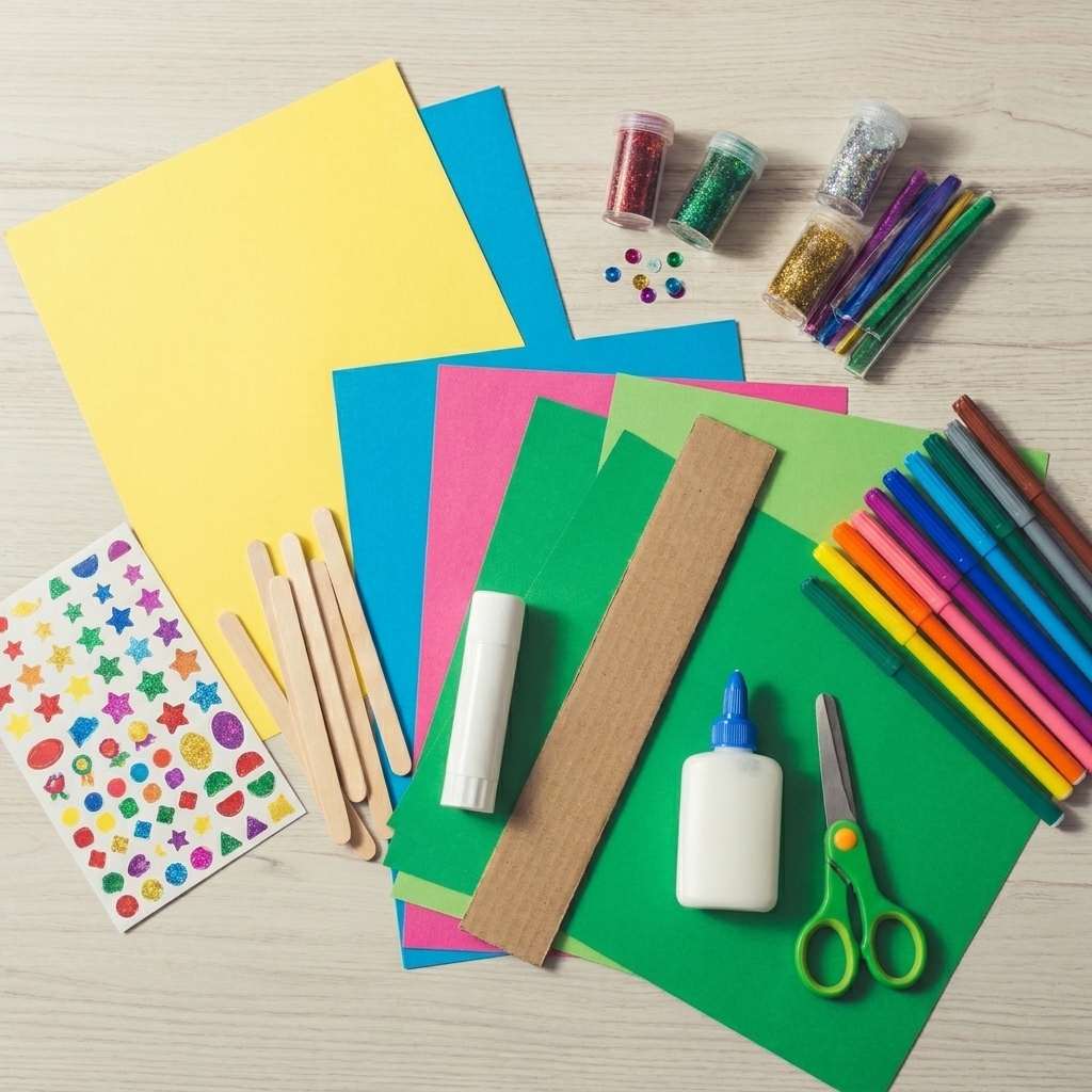 Basteln eines Papierfächers. Kinder