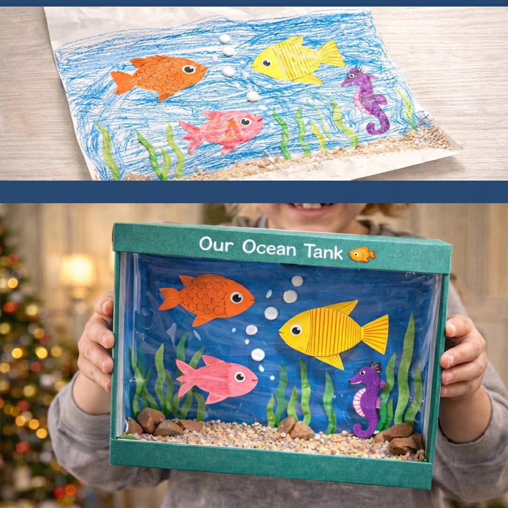 Bastle ein Aquarium aus einem Karton