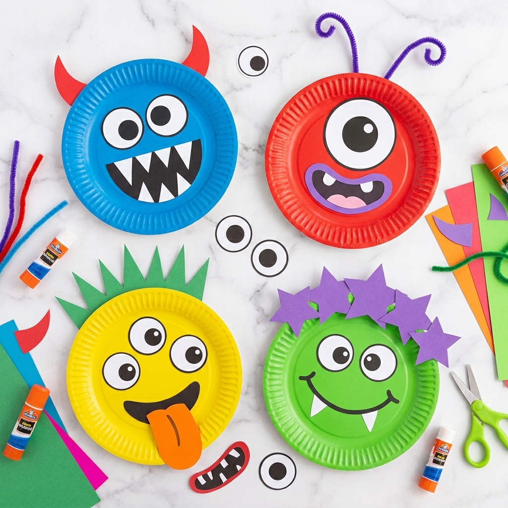 Monstermasken aus Papptellern