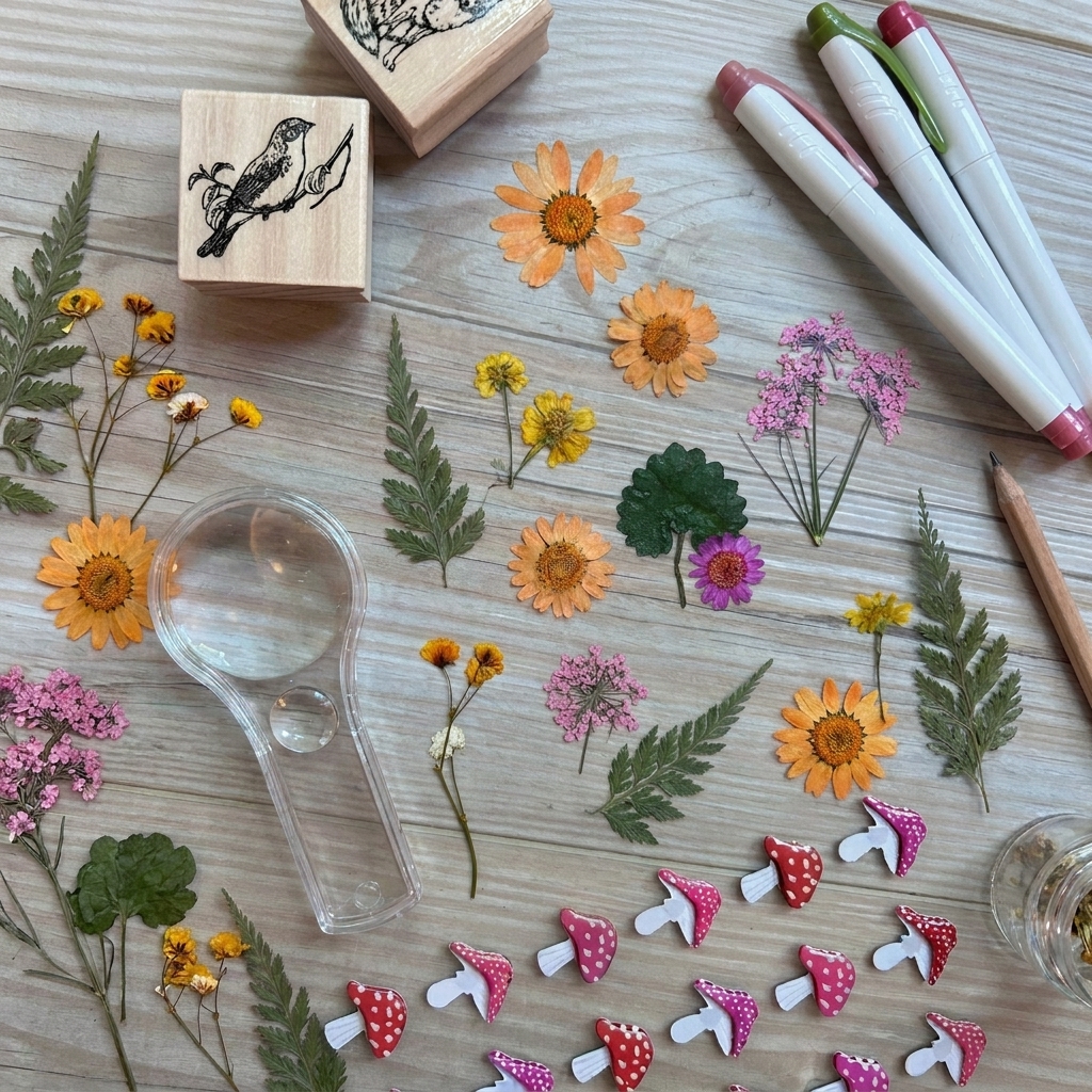 Sammeln von Baumblättern und Anfertigen eines Naturbuchs