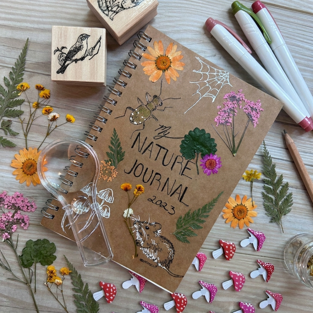 Sammeln von Baumblättern und Anfertigen eines Naturbuchs