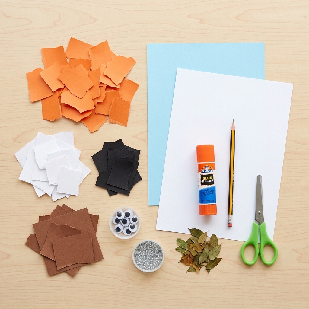 Einen Fuchs aus gerissenem Papier basteln