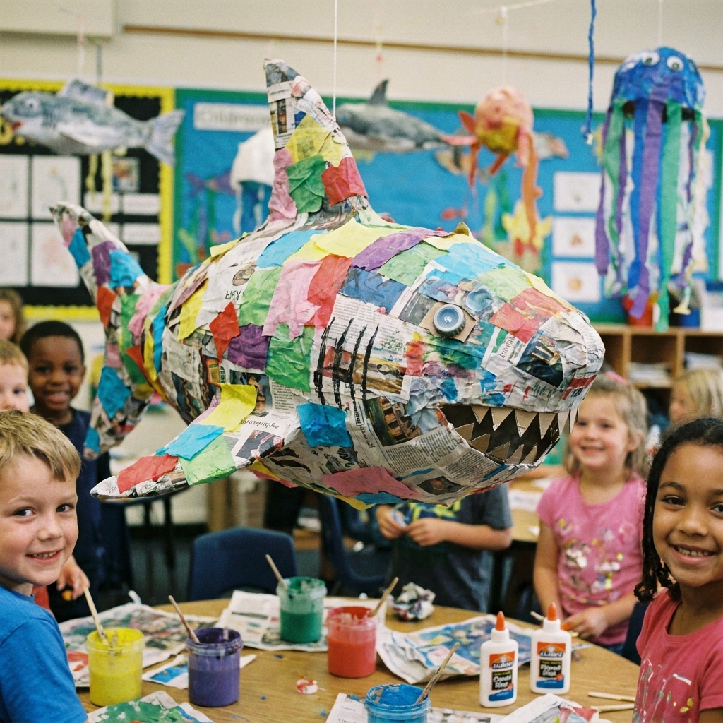 Einen Hai aus gerissenem Papier basteln  Ein kreatives Bastelprojekt für Kinder