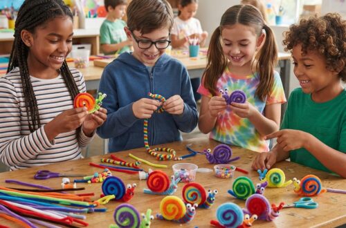 Herstellen von regenbogenfarbenen Schnecken aus Pfeifenreinigern
