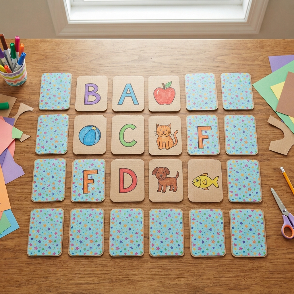 A memory game using letters and pictures