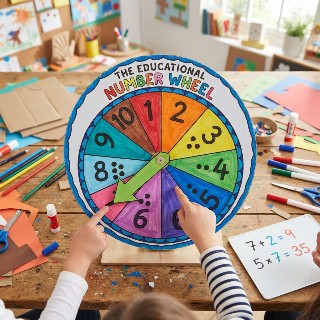 An educational number wheel is a simple