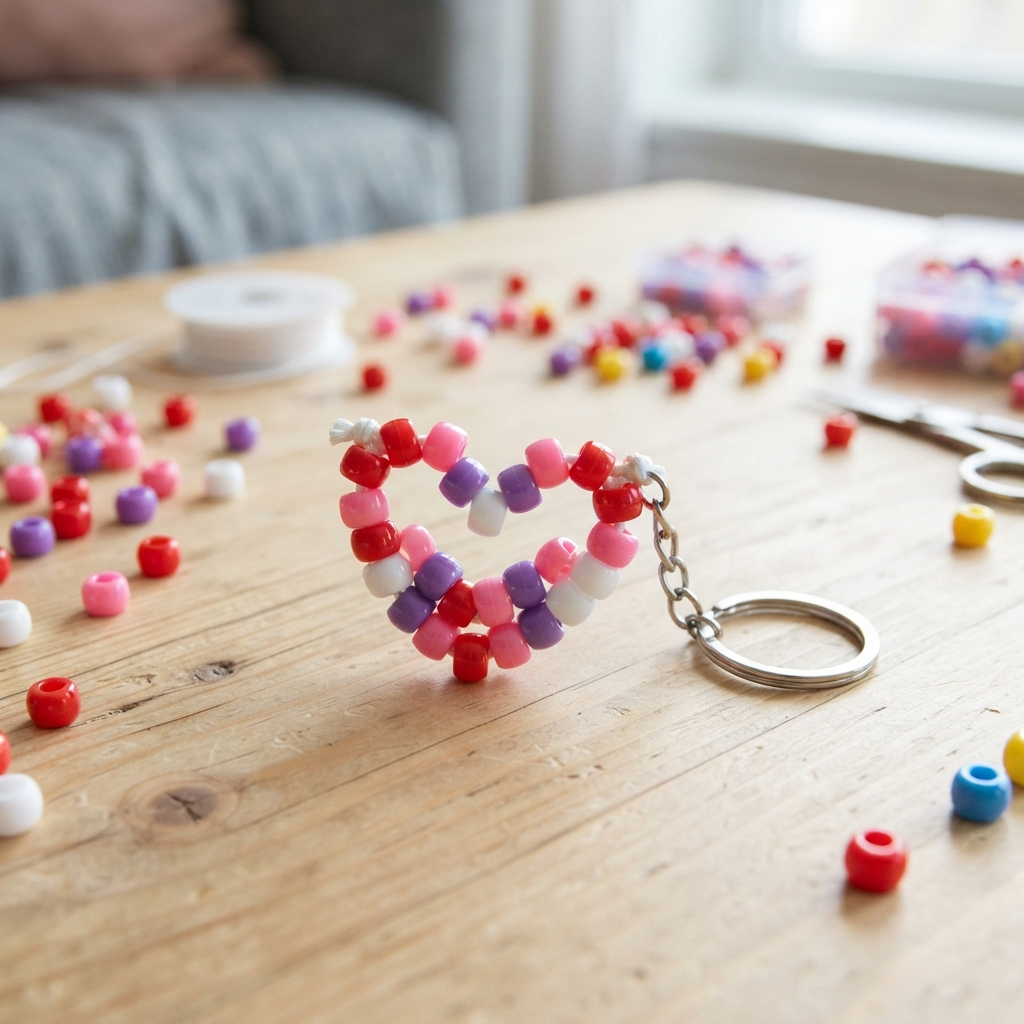 Beaded Heart Keychain