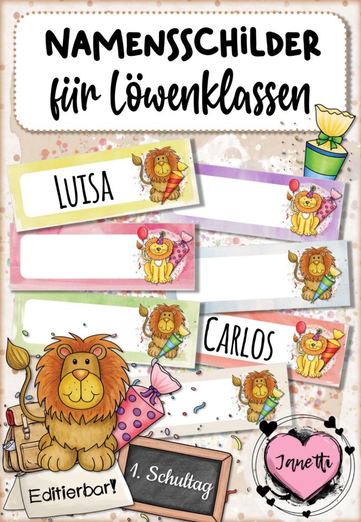 Löwen-Namensschilder