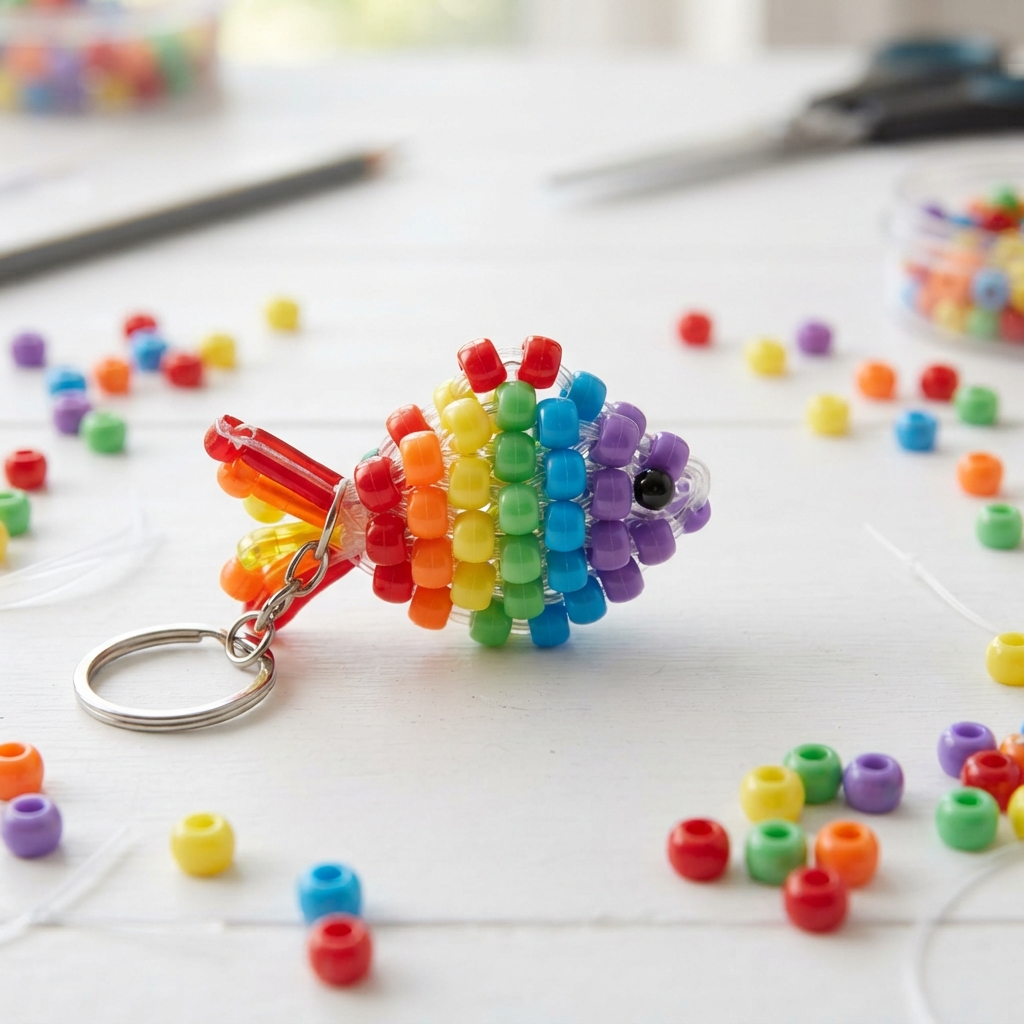 Rainbow Fish Bead Keychain